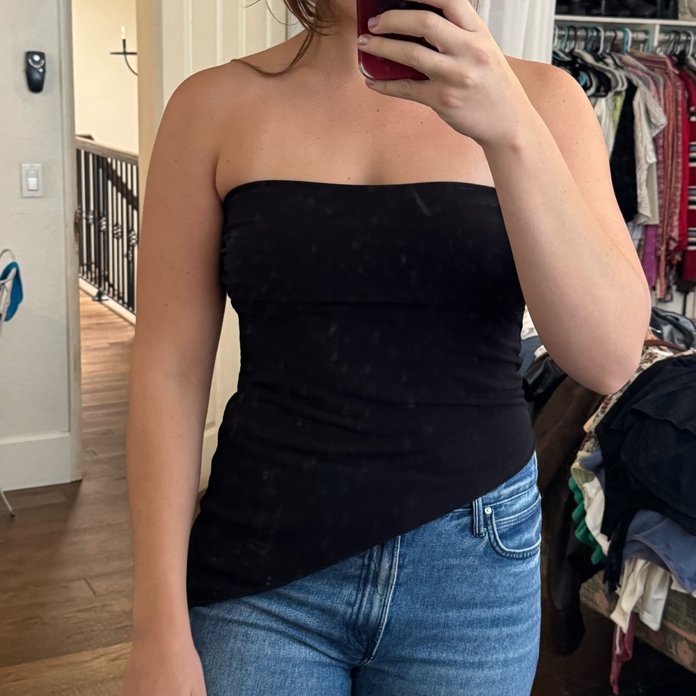 Urban Outfitters Black Asymmetrical Fitted tube top
